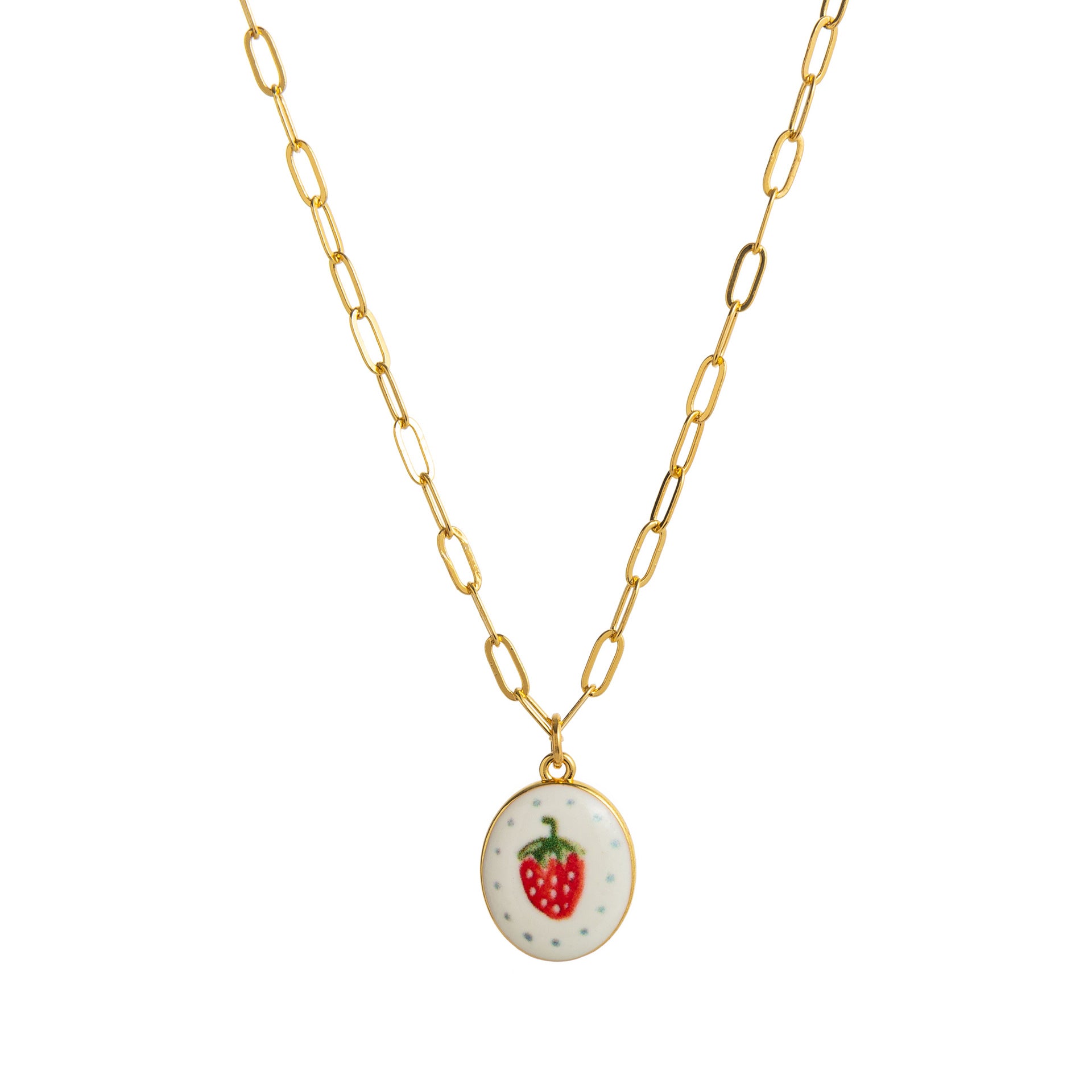 Wholesale Fresh Plant Series Necklace Titanium Steel Diy Lemon Strawberry Bow Pendant Necklace Clavicle Chain